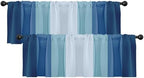 Emvency Valances for Windows, 2 Pack, 52x18 Inch, Coastal Striped by Emvency
