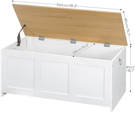 HOOBRO Storage Bench, 39.3" Retro Wooden Storage Chest, Wooden Storage Trunk - Image 3