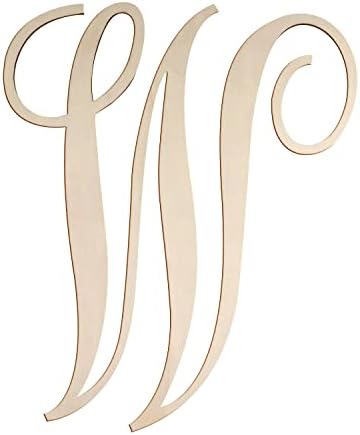 Cursive Wooden Letters W for Wall Decor Large Wood Monogram Letters 14 Inch by Focal20Craft