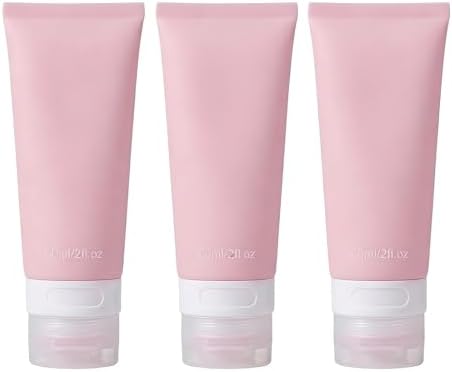 3PCS 60ml/2oz Empty Refillable Pink Soft Silicon Squeeze Tube Portable Travel by Unknown