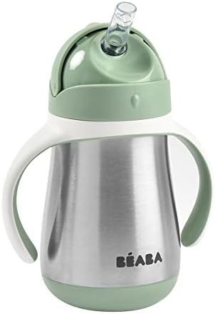 Beaba Stainless Steel Straw Sippy Cup, Insulated Toddler Cups Spill Proof by BEABAUSA