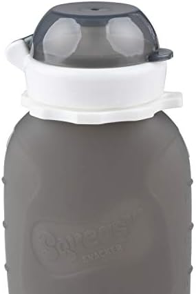 Grey 6 oz Squeasy Snacker Spill Proof Silicone Reusable Food Pouch - Image 3