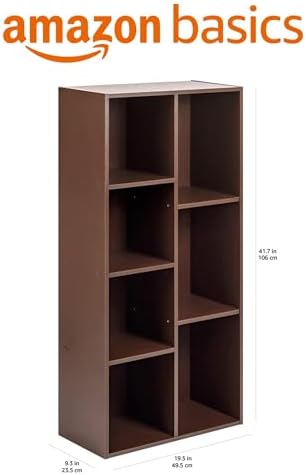 Amazon Basics 7 Cube Storage Organizer Bookcase, Sturdy Shelves, Book Shelf - Image 3