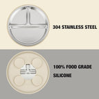 PandaEar 3 Pack Stainless Steel Baby Suction Plates, Divided Toddler Plate - Image 3