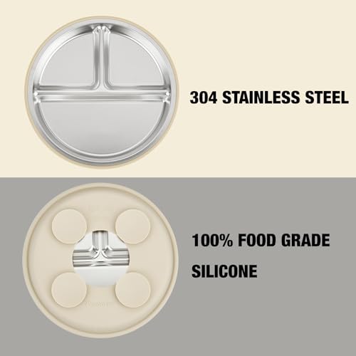 PandaEar 3 Pack Stainless Steel Baby Suction Plates, Divided Toddler Plate - Image 3