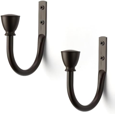 Farmhouse Curtain Holdbacks 2 Pack, Metal Curtain Side Holders by SIXZOONM