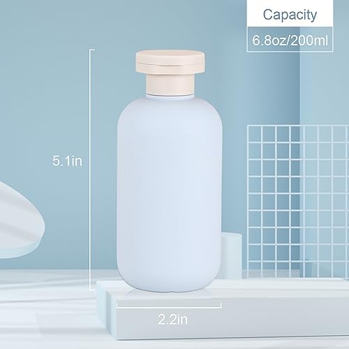 6.8 oz Plastic Travel Shampoo Bottles, Refillable Flip Cap Squeeze Bottles - Image 2