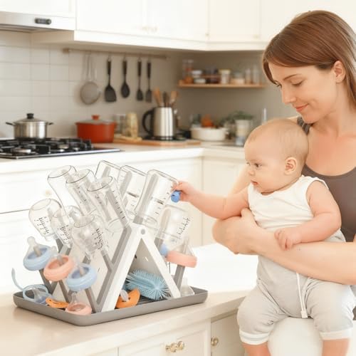 Large Baby Bottle Drying Rack, Space Saving Countertop Holder Organizer - Image 2