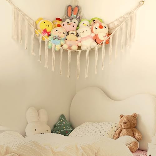 Stuffed Animal Hammock Corner, Hand-knitted Large Plushie Net Toy Hammock - Image 5