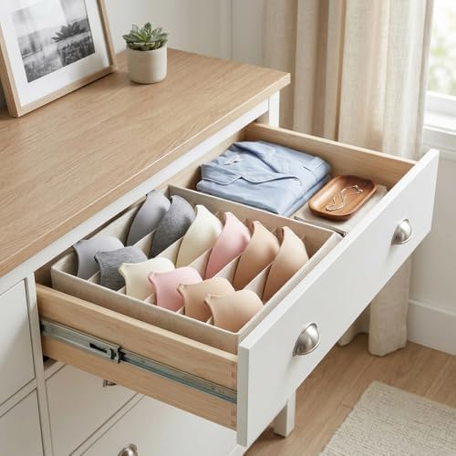 Linen Bra Organizer for Drawer, 18 Divided Cells - Image 5