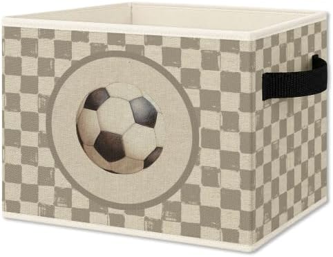 Vintage Brown Checkered Soccer Ball Foldable Storage Box by Unknown