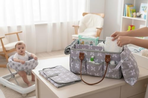 Moteph Diaper Caddy with Changing Mat, Large Baby Diaper Caddy Organizer with - Image 4