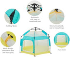 Bend River Baby Playpen with Canopy, Hexagon Toddler Beach Tent - Image 3