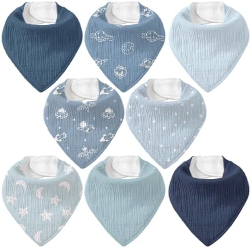 8 Pack Muslin Baby Bandana Bibs by CivaruaKids