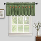 FRAMICS Farmhouse Valance Curtains, Boho Cotton Linen Kitchen Valance, Olive - Image 7