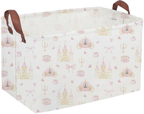 Rectangular Pink girl princess basket, Collapsible waterproof storage basket by Sanjiaofen