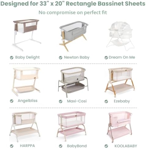 Baby Bedside Bassinet Sheets Fitted, 33”x20” Compatible - Image 6