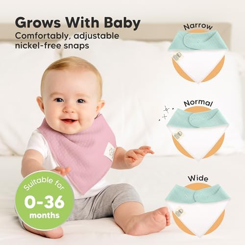 8pk Organic Baby Bandana Bibs for Drooling Teething - Image 4
