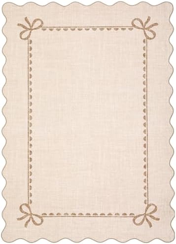 GarveeHome Scalloped Bow Rug 5x7 Washable Beige Rug - Image 5
