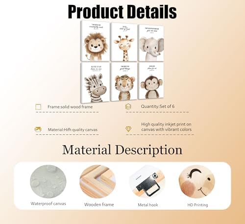 6Pcs Nursery Bible Verse Animal Canvas Wall Art Cute Woodland Animals Christian - Image 2