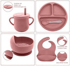 Silicone Baby Feeding Tray Dusty Pink Mealtime Plate - Image 6