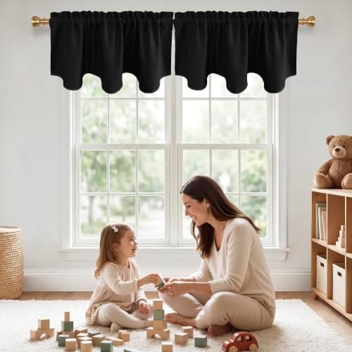 NICETOWN Black Valances for Windows Blackout Small Curtain for Basement by NICETOWN