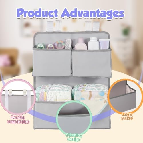 Hanging Diaper Organizer for Playpen Crib Bassinet, Non-Sagging Changing Table - Image 3
