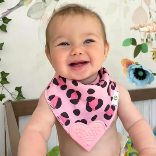Pickle & Olive - Baby Bandana Girl Teething Bibs - Set Of 4 -Leopard - Image 5