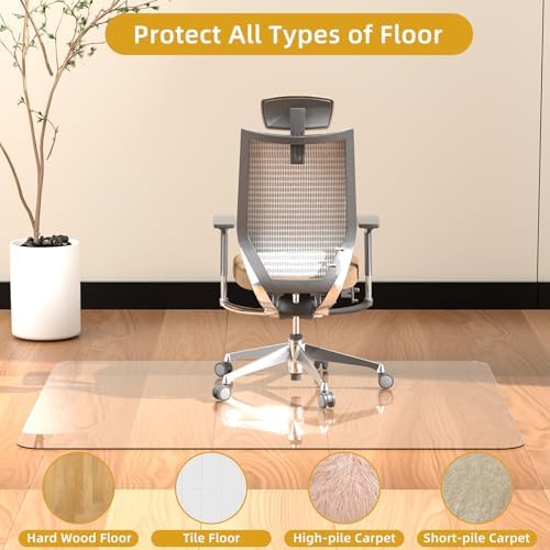 Glass Chair Mat Heavy 1/5" Thick Premium Tempered Glass Duty Hard Glass Chair - Image 3