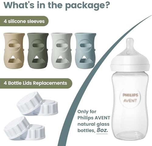 4Pack Silicone Sleeves for Philips Avent Natural Glass Baby Bottles - Image 3