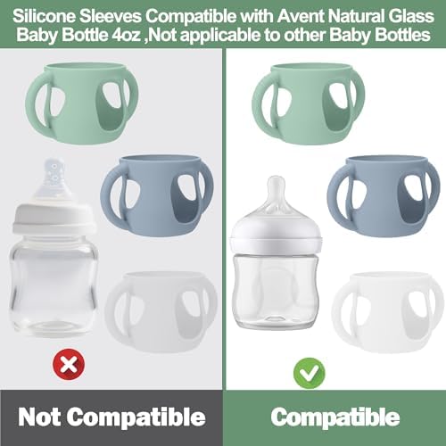 BUSOHA 3 Pack Silicone Sleeves for Avent Natural Glass Baby Bottles - Image 3