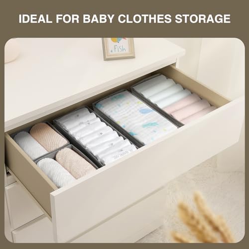 DIMJ Drawer Organizers Clothes, Fabric Closet Organizers and Storage, Shallow - Image 3