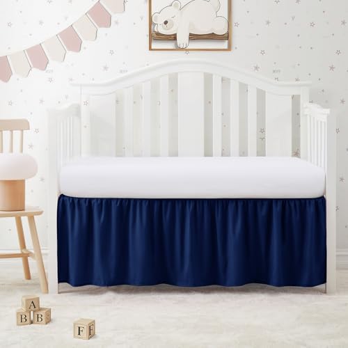 SiinvdaBZX Navy Blue Crib Skirt Dust Ruffle, Microfiber Crib Bed Skirt - Image 2