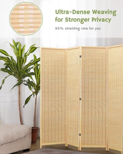 JOSTYLE Bamboo Room Divider, 5-Panel Folding Privacy Screen, 6 ft. Tall - Image 6