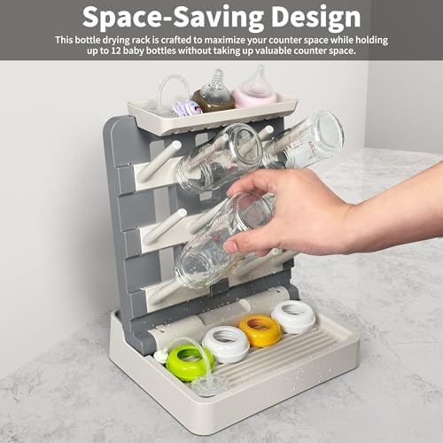 Baby Bottle Drying Rack, Vertical Standing Bottle Dryer Rack Holder-Space - Image 3