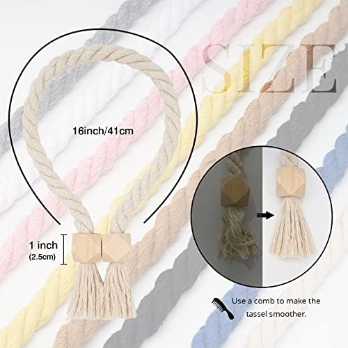 NICEEC 4 Pack Wooden Polyhedron Magnetic Curtain Tiebacks Boho Home Decor Drape - Image 4