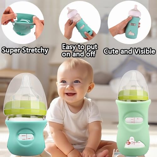 4 Pack Silicone Sleeves for 8 OZ Avent Natural Glass Baby Bottles - Image 5
