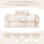 Princess Toddler Bedding Set for Girls, 4 Piece Ruffles Jacquard Embroidery - Image 5