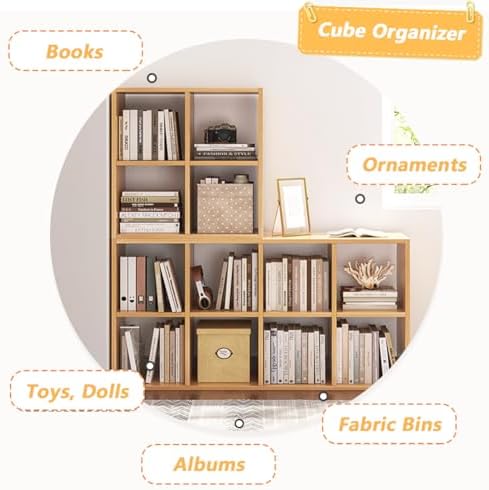 NELYE 6 Cube Organizer Bookcase White Open Shelf - Image 4