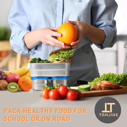 Tanjiae 3 CUP+1 CUP Stainless Steel Lunch Snack Containers Set | Leak Proof 304 - Image 5