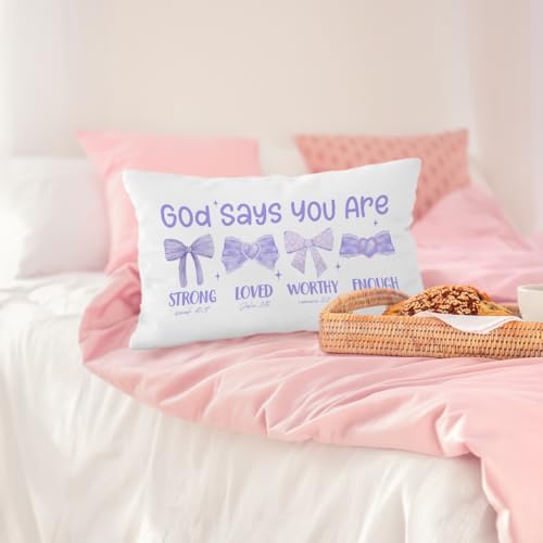 Purple Pillow Cover 12x20, Bow Coquette Room Decor - Image 2