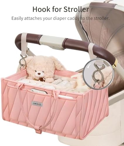 Pink Diaper Caddy Organizer – Portable Storage Basket - Image 4