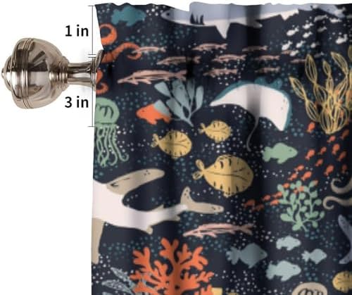 Ocean Animal Valance Curtain for Kids Toddler Cartoon Cute Blue Underwater - Image 6