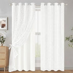ASPMIZ White Blackout Curtains for Bedroom Double Layer Curtains 52x63 by ASPMIZ