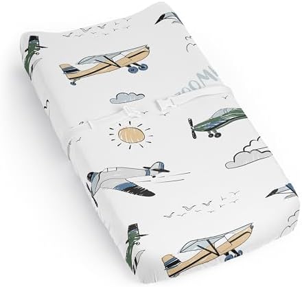 Sweet Jojo Designs Vintage Airplane Boy Baby Changing Pad Cover Sheet Infant by SweetJojoDesigns