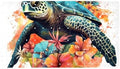Bathtub Mat Non Slip 26.8x15.1In, Watercolor Turtle Flower Bath Mat by Anna+Cowper