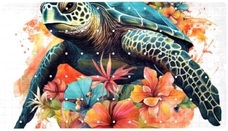 Bathtub Mat Non Slip 26.8x15.1In, Watercolor Turtle Flower Bath Mat by Anna+Cowper