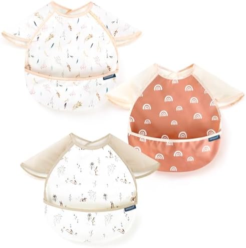 GRSSDER 3-pack Mess Proof Baby Feeding Bibs by BUYNOW