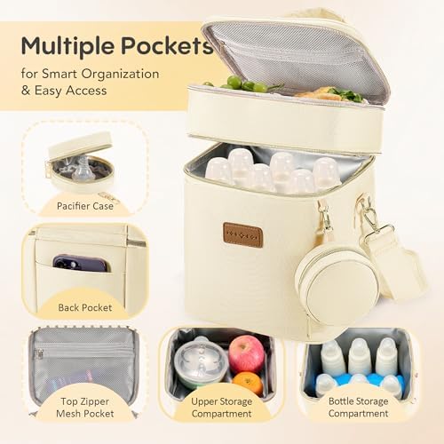 Breastmilk Cooler Bag with Ice Pack & Pacifier Case, Large Double Layer - Image 3
