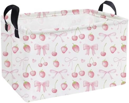 Essme Rectangular Kids Baskets, Girls Storage Basket Pink Bins by ESSME